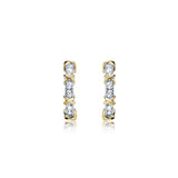 Silver Gleaming Rays Dual Tone Half Hoops