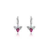 Angelica Silver Dangling Hoops - Pink