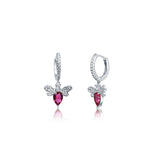 Angelica Silver Dangling Hoops - Pink