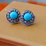 Floral Turquoise Girls Studs