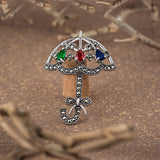 Rainy Day Charm Oxidised Silver Brooch for Men with Marcasite