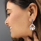 Boondein Set for Women in Silver with White Enamel and Marcasite
