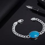 92.5 sterling silver chain bracelet for men and boys with turquoise stone dial also known as salman bracelet