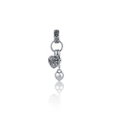 92.5 sterling silver heart shape pendants with floral details