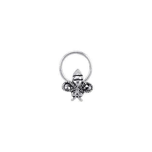 sterling silver wired nose pin with honeybee motif.