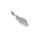 92.5 sterling silver pendant studded with white & pink zirconias in the shape of leaves