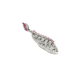 92.5 sterling silver pendant studded with white & pink zirconias in the shape of leaves