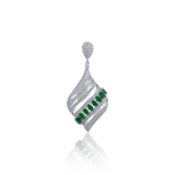 92.5 sterling silver pendant earring set for women studded with zirconias and green color marquise shape stones
