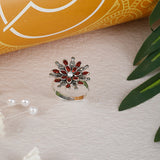 Blooming Red Flower Ring - Cornelion (Size 7)