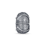 92.5 sterling silver contemperory statement ring in a leaf pattern is finished in oxidized