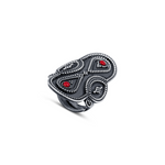 92.5 sterling silver bohomian style oxidised ring studded with synthetic corals and rawa work