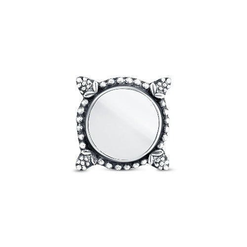 92.5 sterling silver mirror round shape ring with oxidized finish