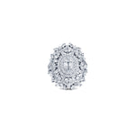 92.5 sterling silver cocktail ring studded with zirconias and finished in rhodium plating