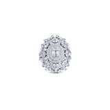 92.5 sterling silver cocktail ring studded with zirconias and finished in rhodium plating