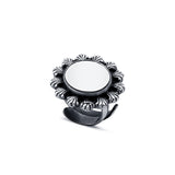 92.5 sterling silver mirror round shape ring with oxidized finish