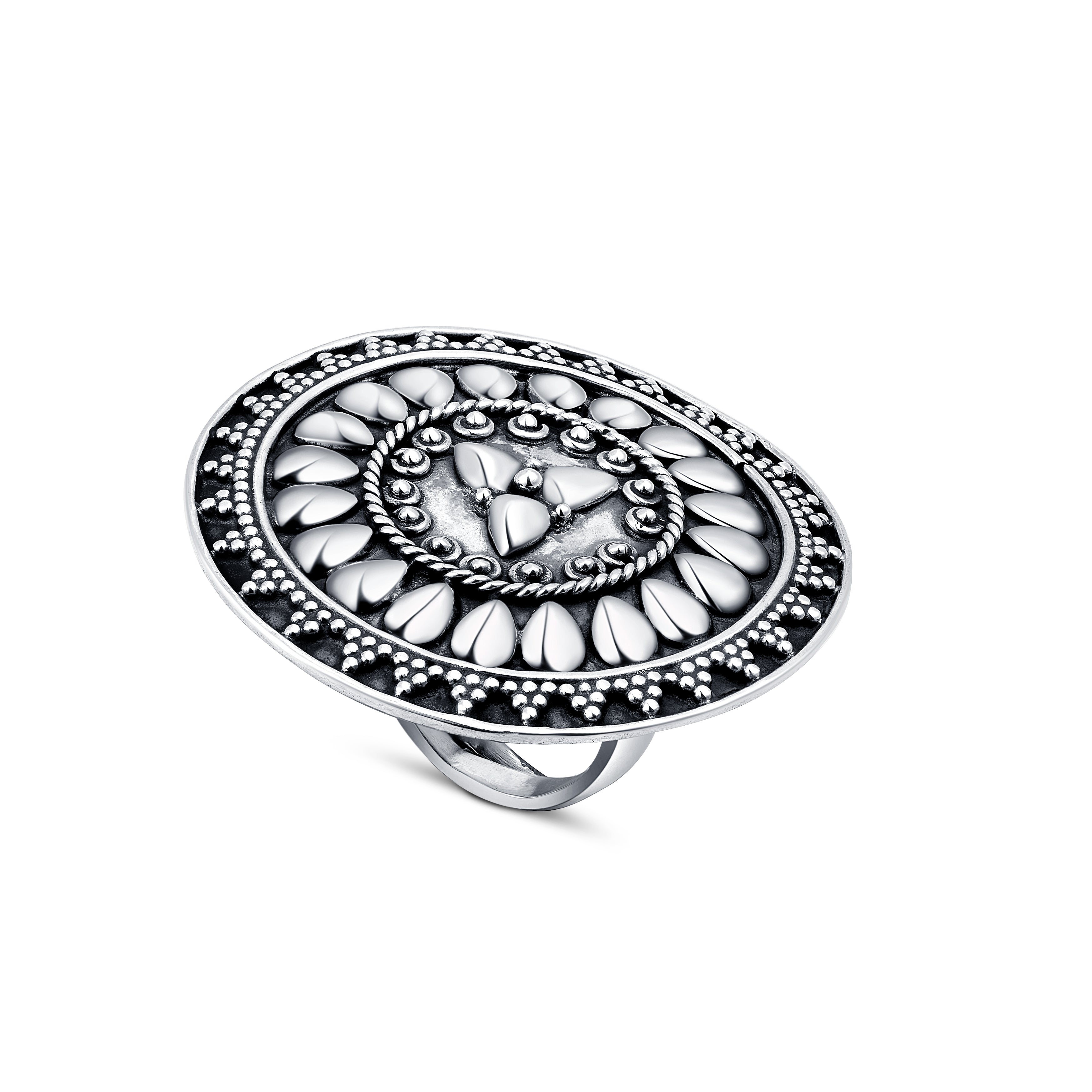 92.5 sterling silver oversized ring for women in oxidized finish
