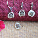 White Blossom 3 Piece Silver Set for Women
