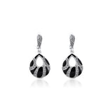 Boondein Set for Women in Silver with Black Enamel and Marcasite