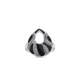 Boondein Set for Women in Silver with Black Enamel and Marcasite