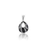 Boondein Set for Women in Silver with Black Enamel and Marcasite