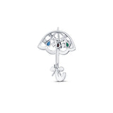 Rainy Day Charm Oxidised Silver Brooch for Men with Marcasite