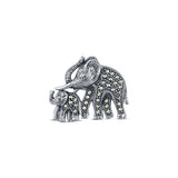 Mama Elle Oxidised Silver Brooch for Women with Marcasite