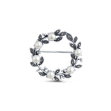 Eternal Flower Wreath Silver Brooch with Pearl for Women