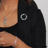 Eternal Flower Wreath Silver Brooch with Pearl for Women