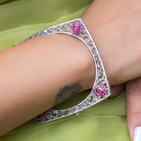 Mayara Square Shape Silver Kada for Women with Ruby