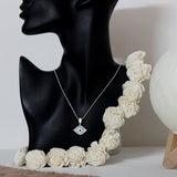 Evil Eye Charm Silver Pendant Chain Set with Zirconia