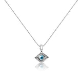 Evil Eye Charm Silver Pendant Chain Set with Zirconia
