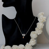 Love You Mom Charm Silver Pendant Chain Set