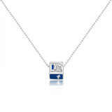 Facebook on a Cube Charm Silver Pendant Chain Set