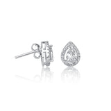 Shiney Droplet Silver Earring Studs and Pendant Chain Set