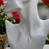 Over the Moon Charm Silver Pendant Chain Set with Zirconia