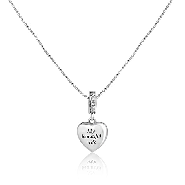 My Beautiful Wife Charm Silver Pendant Chain Set