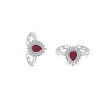 Droplets Sterling Silver Zirconia Toe Ring for Women with Red enamel