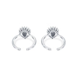 Droplets Sterling Silver Zirconia Toe Ring for Women with Red enamel