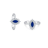 Nayana Silver Zirconia Toe Ring with Blue Enamel for Women