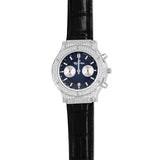 Legend Silver Watch for Men with Blue Dial and Leather Strap