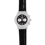 Legend Silver Watch for Men with Black Dial and Leather Strap