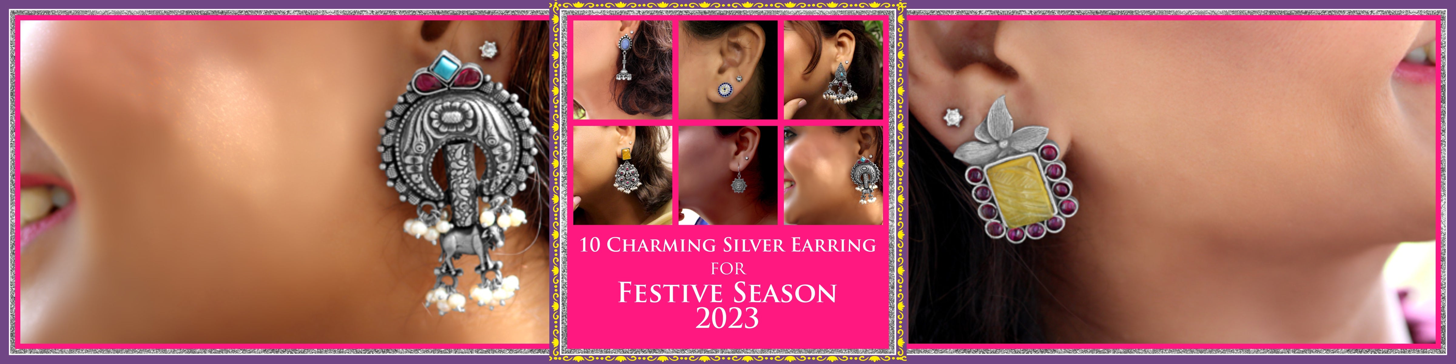 10 Charming Silver Earring Designs by Raajraani for Festive Season 2023