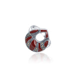 Boondein Set for Women in Silver with Maroon Enamel and Marcasite