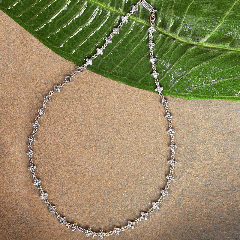 Lucky Bloom 925 Sterling Silver Oxidised Necklace for Men