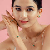 Green Mood 925 Sterling Silver Silver 4-piece Sets for Women