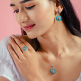 Blue Blossom 3 Piece Silver Set for Women