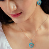 Blue Blossom 3 Piece Silver Set for Women