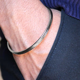Black Grace 2 Lines Silver Kada for Men