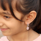 Hanging Flora Silver Dangling Hoops with Enamel
