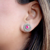 Zainab Sterling Silver Studs - Ruby